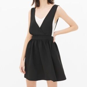 Sandro Paris Black White Layered Sleeveless V-Neck Pinafore Riley Dress Preppy